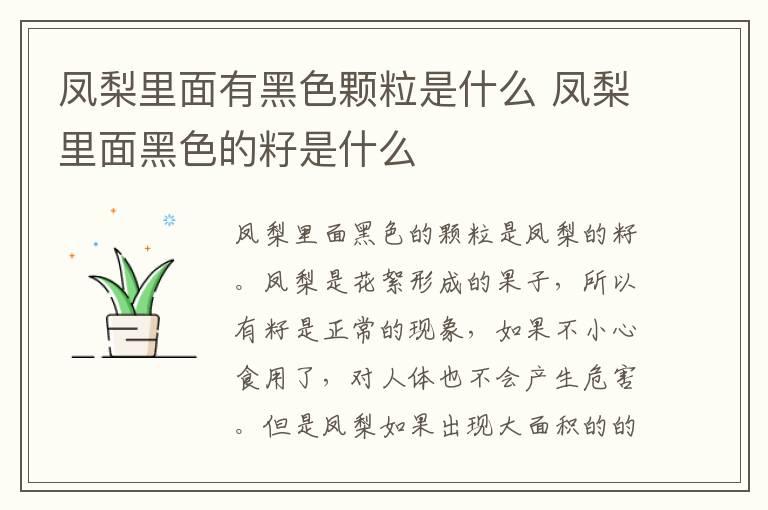 凤梨里面有黑色颗粒是什么 凤梨里面黑色的籽是什么